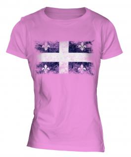Quebec Distressed Flag Ladies T-Shirt