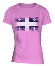 Quebec Distressed Flag Ladies T-Shirt