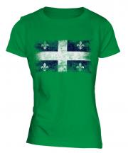 Quebec Distressed Flag Ladies T-Shirt