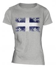 Quebec Distressed Flag Ladies T-Shirt