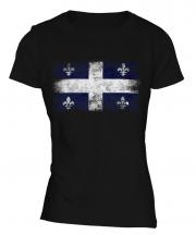 Quebec Distressed Flag Ladies T-Shirt