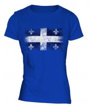Quebec Distressed Flag Ladies T-Shirt