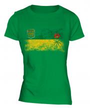 Saskatchewan Distressed Flag Ladies T-Shirt