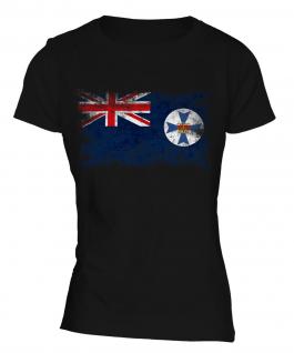 Queensland Distressed Flag Ladies T-Shirt