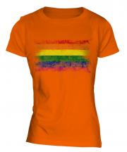 Gay Pride Distressed Flag Ladies T-Shirt