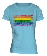 Gay Pride Distressed Flag Ladies T-Shirt