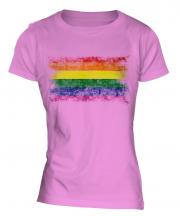 Gay Pride Distressed Flag Ladies T-Shirt