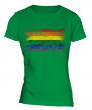 Gay Pride Distressed Flag Ladies T-Shirt