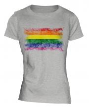 Gay Pride Distressed Flag Ladies T-Shirt