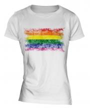 Gay Pride Distressed Flag Ladies T-Shirt