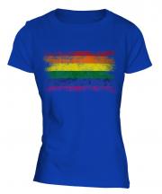 Gay Pride Distressed Flag Ladies T-Shirt