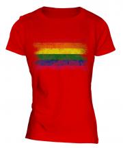 Gay Pride Distressed Flag Ladies T-Shirt