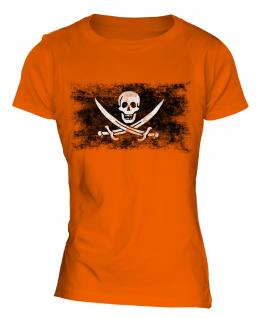 Pirate Distressed Flag Ladies T-Shirt
