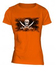 Pirate Distressed Flag Ladies T-Shirt