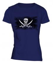 Pirate Distressed Flag Ladies T-Shirt