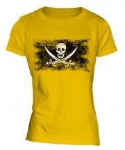 Pirate Distressed Flag Ladies T-Shirt