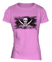 Pirate Distressed Flag Ladies T-Shirt