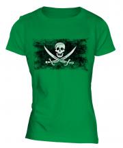 Pirate Distressed Flag Ladies T-Shirt