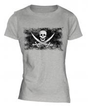 Pirate Distressed Flag Ladies T-Shirt