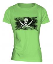 Pirate Distressed Flag Ladies T-Shirt