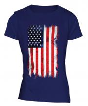 Stars And Stripes Grunge Flag Ladies T-Shirt