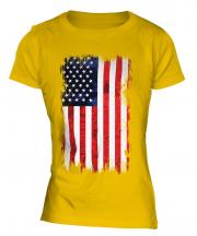 Stars And Stripes Grunge Flag Ladies T-Shirt