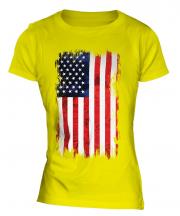 Stars And Stripes Grunge Flag Ladies T-Shirt