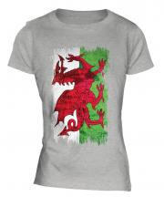 Wales Grunge Flag Ladies T-Shirt
