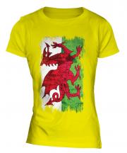 Wales Grunge Flag Ladies T-Shirt