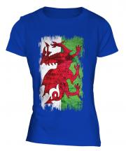 Wales Grunge Flag Ladies T-Shirt
