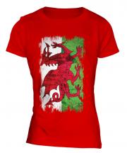 Wales Grunge Flag Ladies T-Shirt