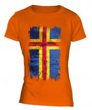 Aland Grunge Flag Ladies T-Shirt