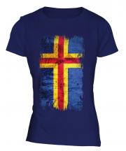 Aland Grunge Flag Ladies T-Shirt