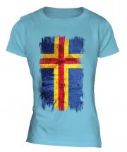 Aland Grunge Flag Ladies T-Shirt