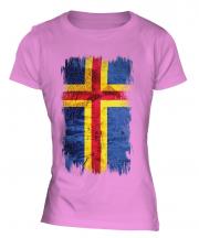 Aland Grunge Flag Ladies T-Shirt
