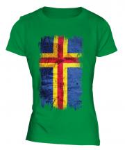 Aland Grunge Flag Ladies T-Shirt