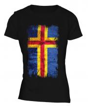 Aland Grunge Flag Ladies T-Shirt