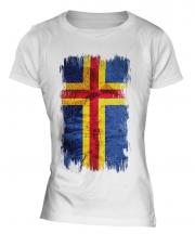 Aland Grunge Flag Ladies T-Shirt