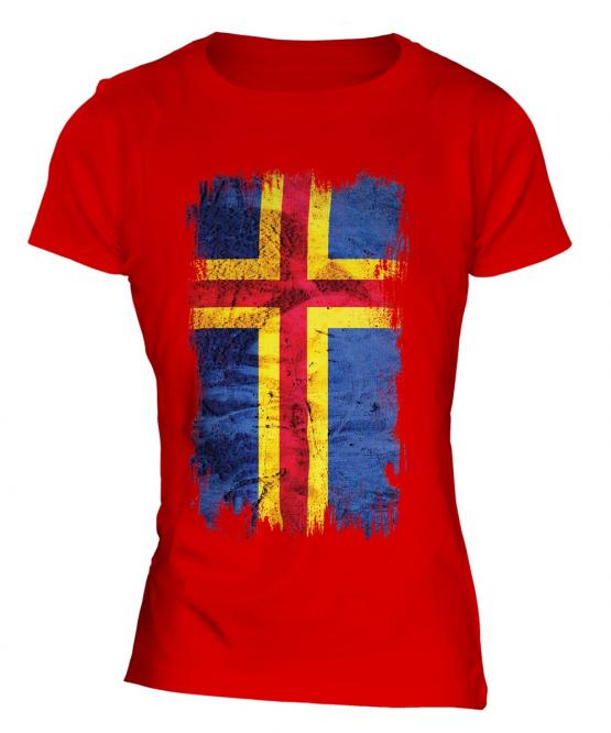 Aland Grunge Flag Ladies T-Shirt