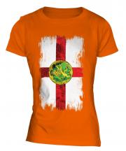 Alderney Grunge Flag Ladies T-Shirt