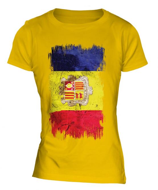 Andorra Grunge Flag Ladies T-Shirt