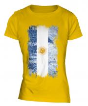 Argentina Grunge Flag Ladies T-Shirt