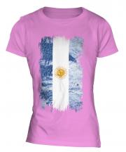 Argentina Grunge Flag Ladies T-Shirt