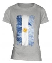 Argentina Grunge Flag Ladies T-Shirt