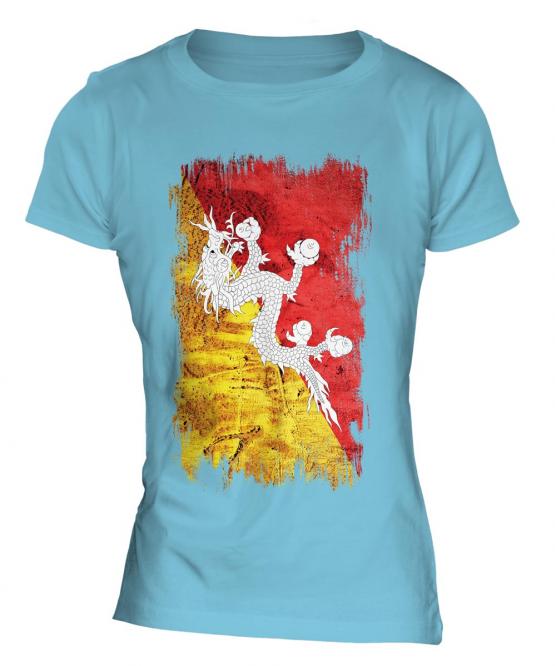 Bhutan Grunge Flag Ladies T-Shirt