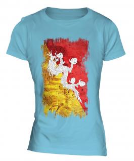 Bhutan Grunge Flag Ladies T-Shirt