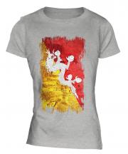 Bhutan Grunge Flag Ladies T-Shirt