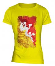 Bhutan Grunge Flag Ladies T-Shirt