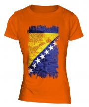 Bosnia And Herzegovina Grunge Flag Ladies T-Shirt
