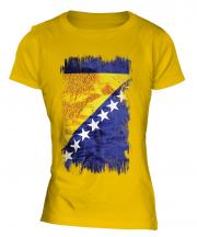 Bosnia And Herzegovina Grunge Flag Ladies T-Shirt